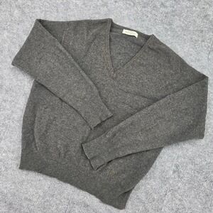 Forstmann 100% Cashmere V-Neck Sweater Mens 40 Charcoal Gray Vintage Knit